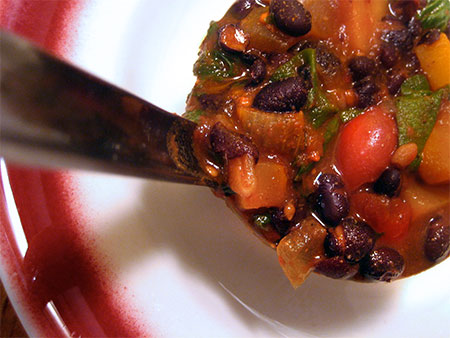 Black Bean Chili with Butternut Squash and Swiss Chard